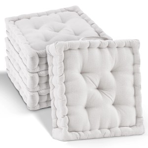 Beautissu Mila Stuhlkissen 50x50x10cm Natur 4tlg