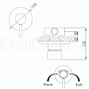 PaulGurkes Unterputz Armatur Einhandmischer Mischer Rund Brausebatterie