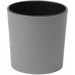 Grauer Siena Garden Eco Lens Pflanztopf, Ø 25 cm, mit matter Rillenoptik.
