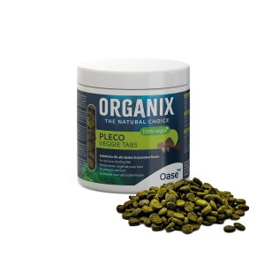 Oase Organix Pleco Veggie Tabs Fischfutter für Pflanzenfresser, 500ml Dose mit Futter-Pellets.