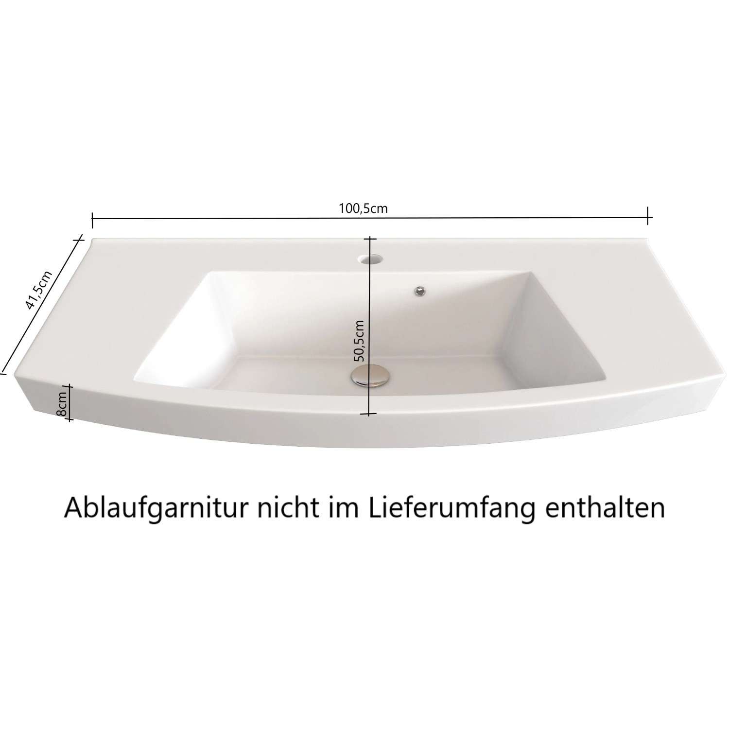Held Möbel Waschtisch Florenz, 100 cm, Wotaneiche, mit Maßen. Einzelwaschtisch für das Badezimmer.