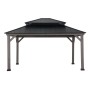 Sunjoy Gazebo Rysy Zedernholz, 390x450 cm, schwarz. Terrassenüberdachung mit Stahl-Dach.