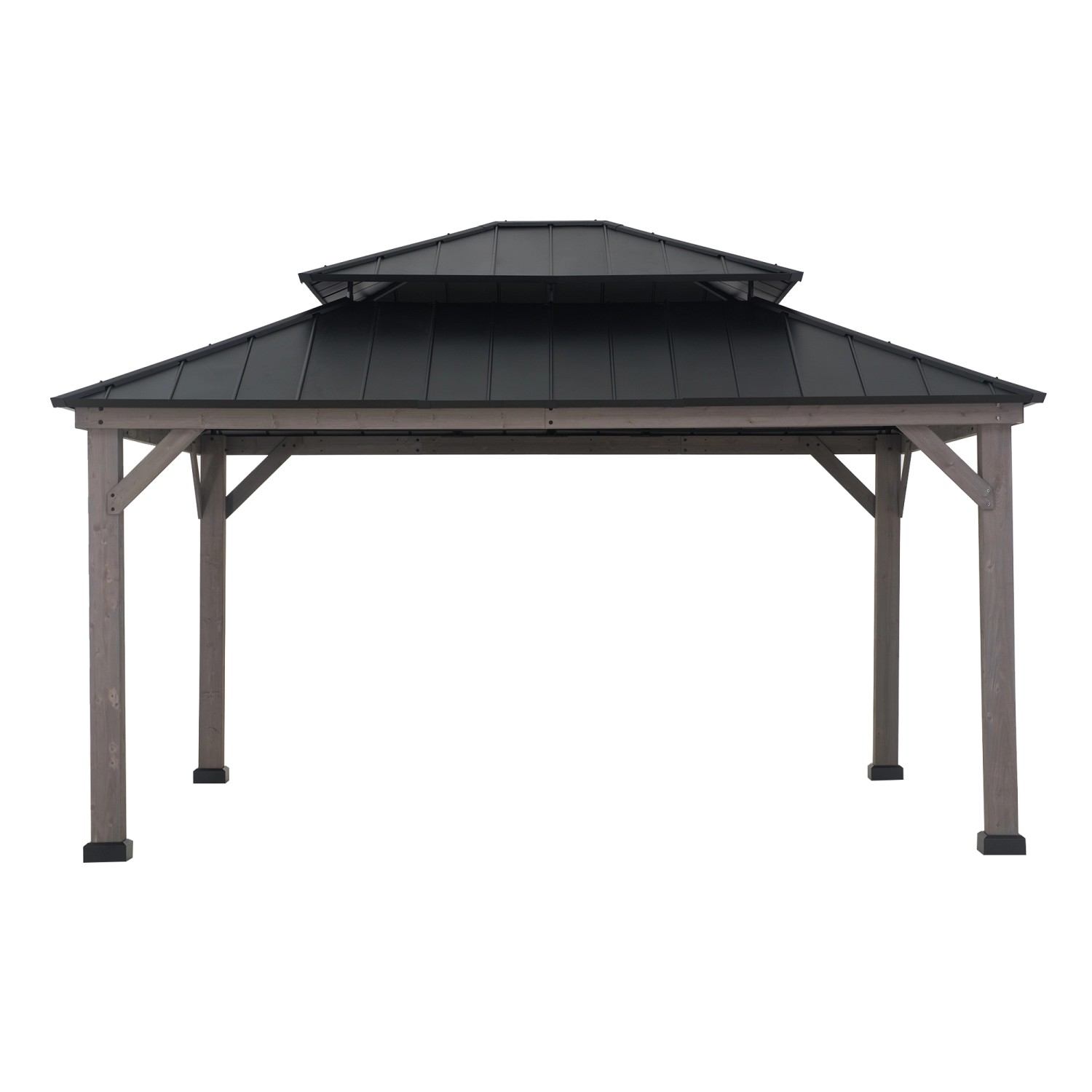 Sunjoy Gazebo Rysy Zedernholz 390 cm x 450 cm Schwarz FSC® günstig online kaufen