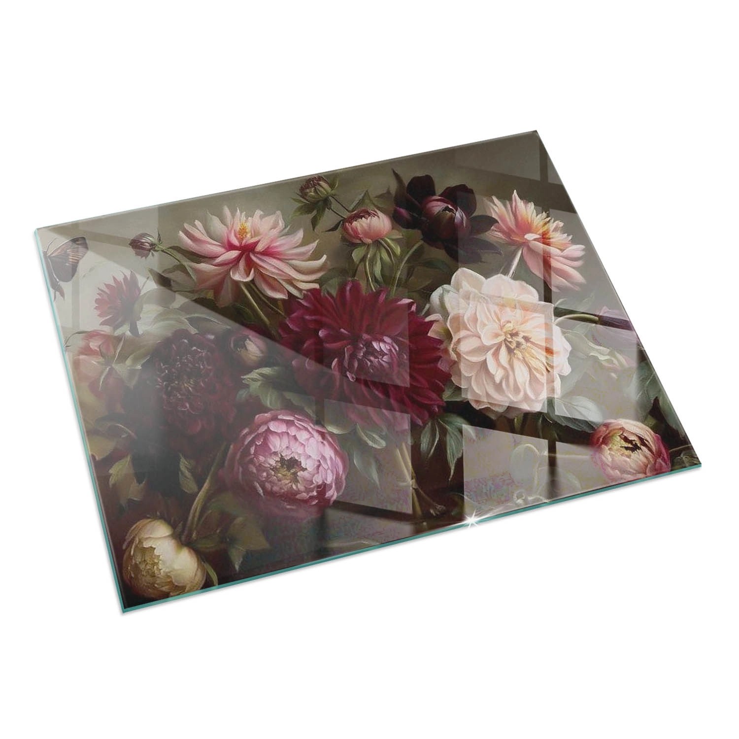 Tulup Glasplatte für Kamin Blumenstrauß im Detail Glasbodenplatte für Kamin günstig online kaufen