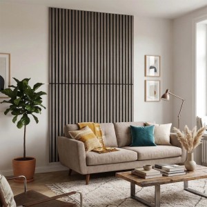 Relaxdays Akustikpaneele 4er Pack MDF Eiche Dunkelgrau Schallschluckend 120 cm x 60 cm x 2 cm 5,3 kg