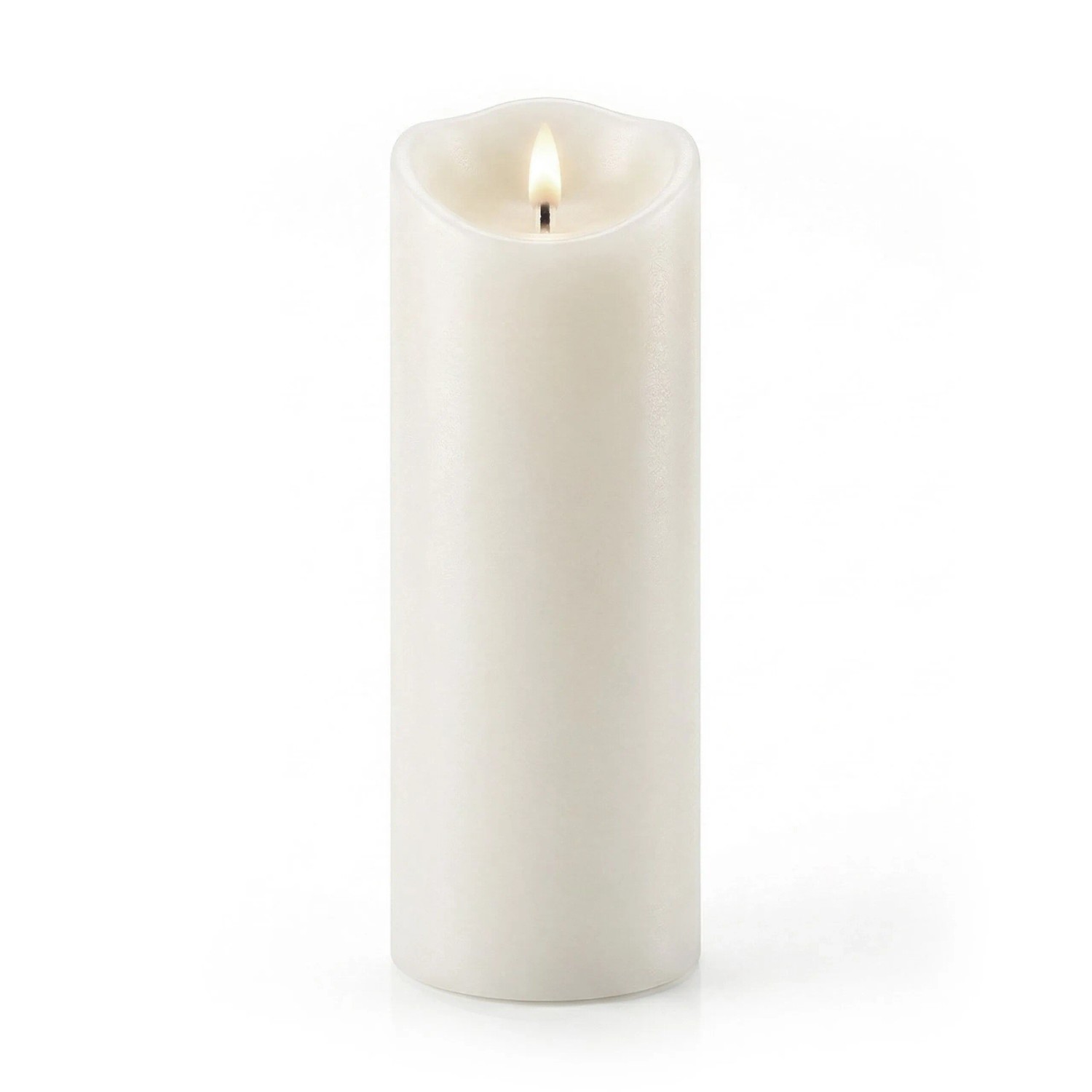 Relaxdays Kerze Echtwachs Weiß LED Flammenlos Flackernd 30 cm x ø 10 cm