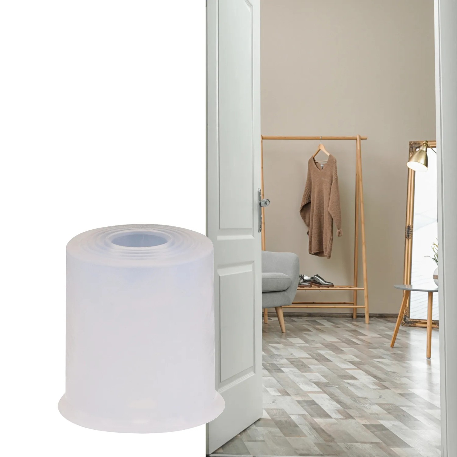 Wagner Vulkano Türstopper, transparent, Gummi, Ø 35mm, für Boden/Wand. Schutz für Türen und Möbel.