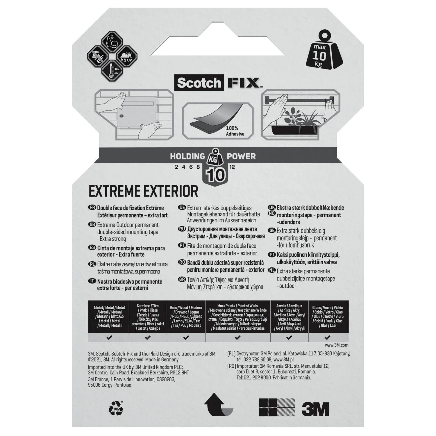 Scotch-Fix Extreme Montageband für Außen, doppelseitig, 19mm x 1,5m, schwarz.