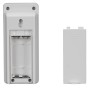 Rückseite der Kienzle Funk-Wetterstation Slim (schwarz) mit offenem Batteriefach und separatem Batteriedeckel.