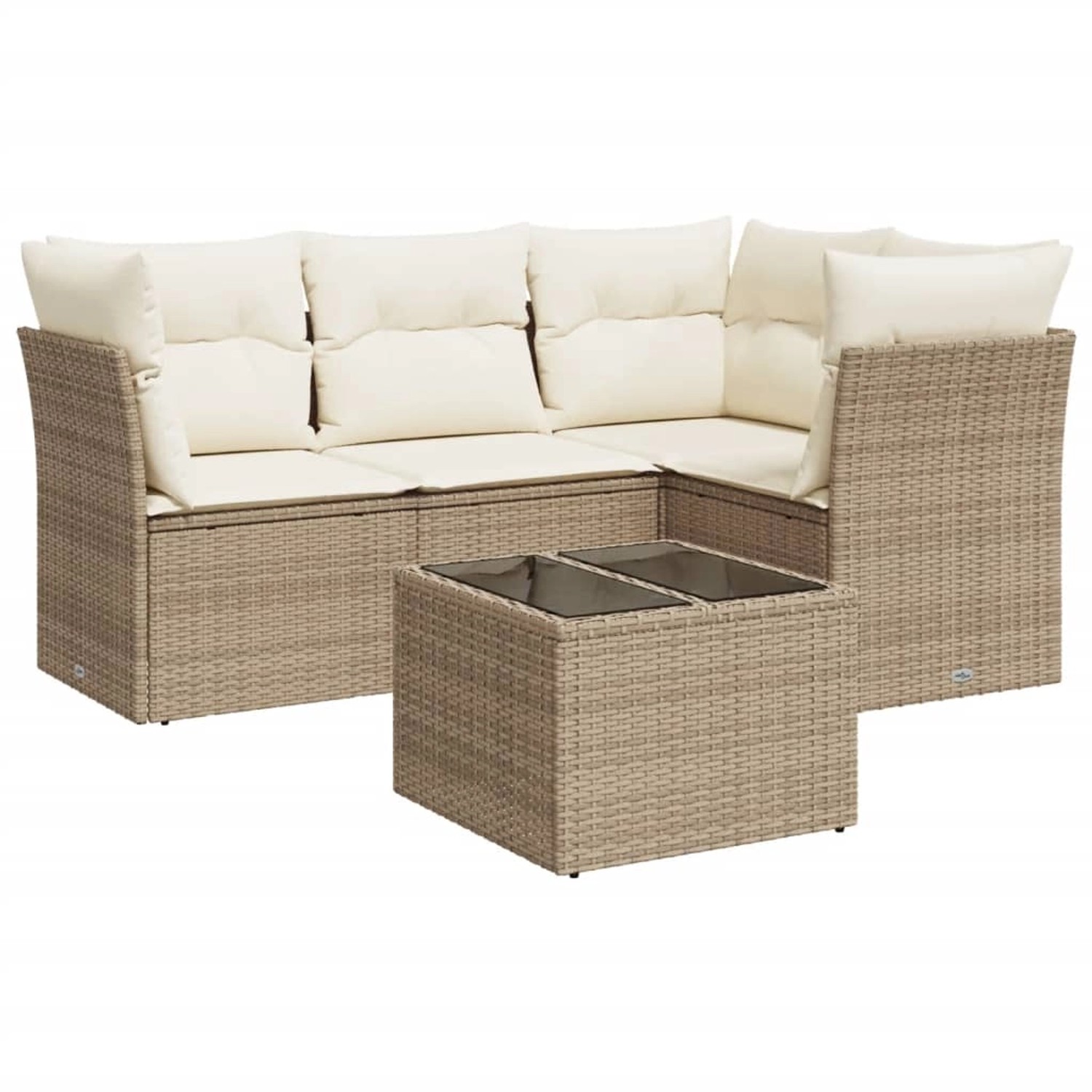 vidaXL 5-Tlg Garten-Sofagarnitur mit Kissen Beige Poly Rattan 3249427 günstig online kaufen