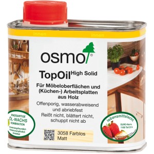 Dose Osmo TopOil Pflege Farblos 500ml für Holz-Arbeitsplatten und Möbel.