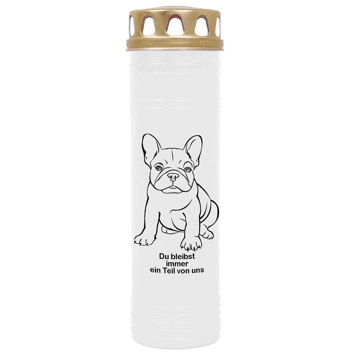 HS Candle Grabkerze Weiß 170h Deckel Gold Bulldogge günstig online kaufen