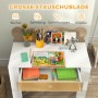 AIYAPLAY Kinderschreibtisch Set mit Schublade, Naturholz/Weiß. Schreibtisch mit Büchern, Stiften und Spielzeug.