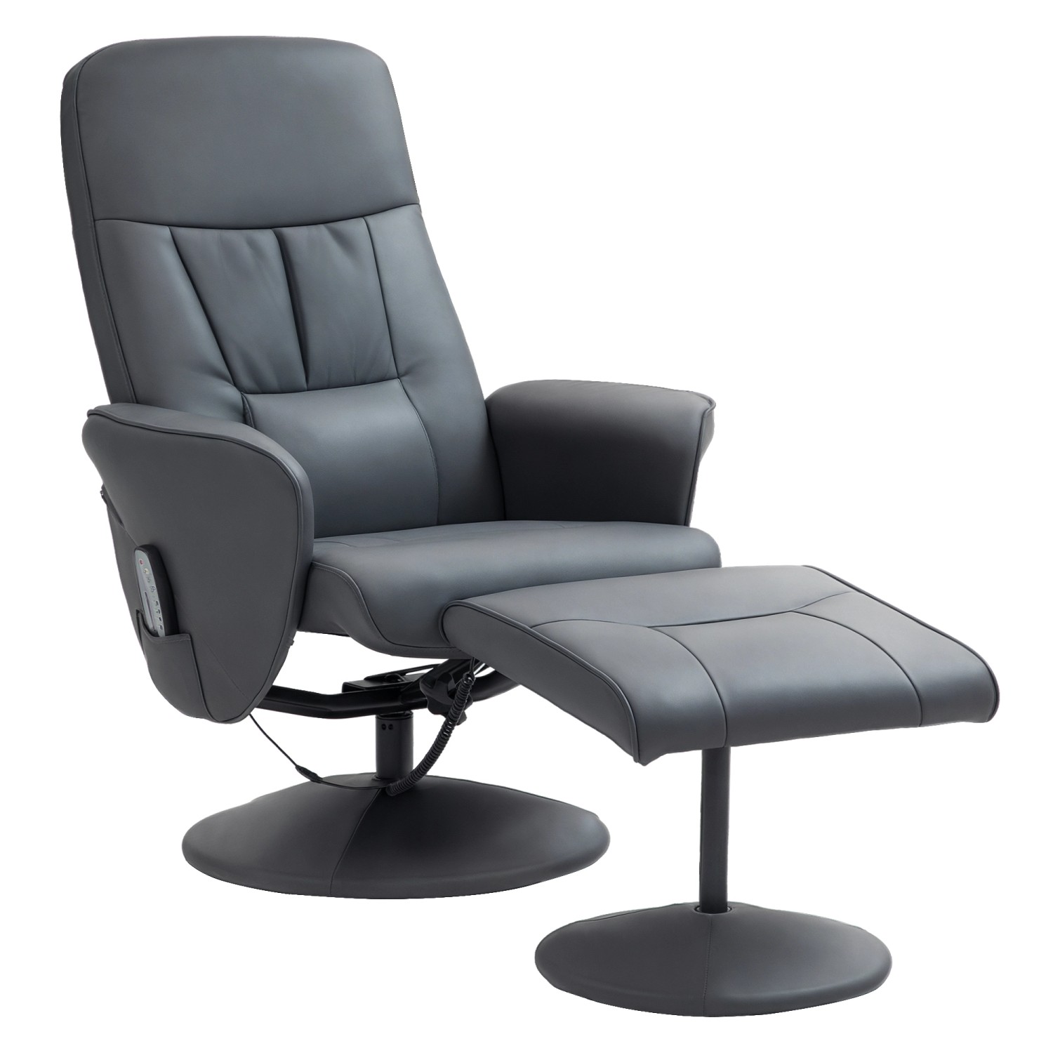 HOMCOM Relaxsessel mit Fußhocker Kunstleder Stahl 76B x 81T x 105H cm Dunkelgrau