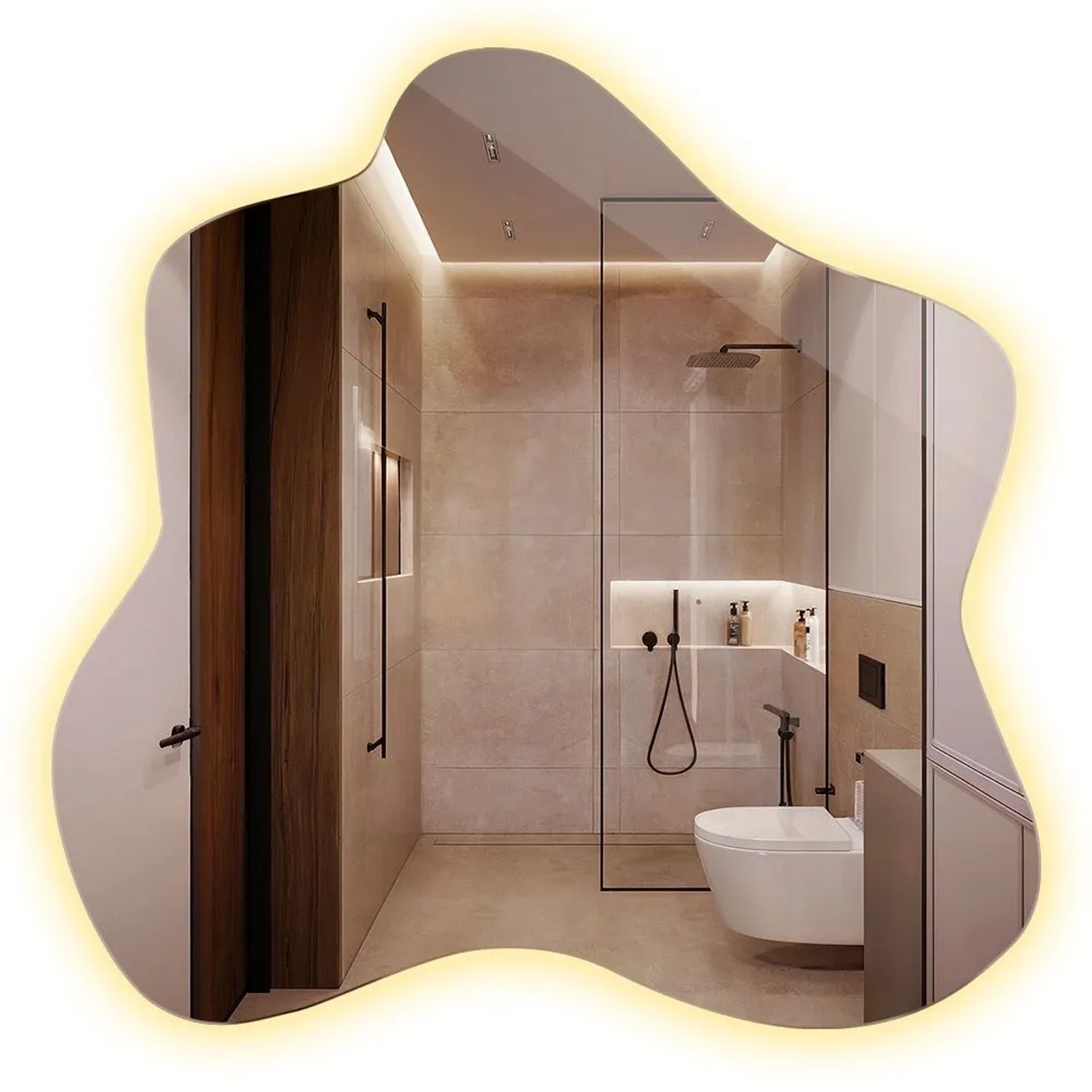 Tulup LED Spiegel LED Spiegel Unregelmäßig 48,3x47,9 cm LED Badezimmerspiegel Design Organischer LED Spiegel Warmweiß 30...