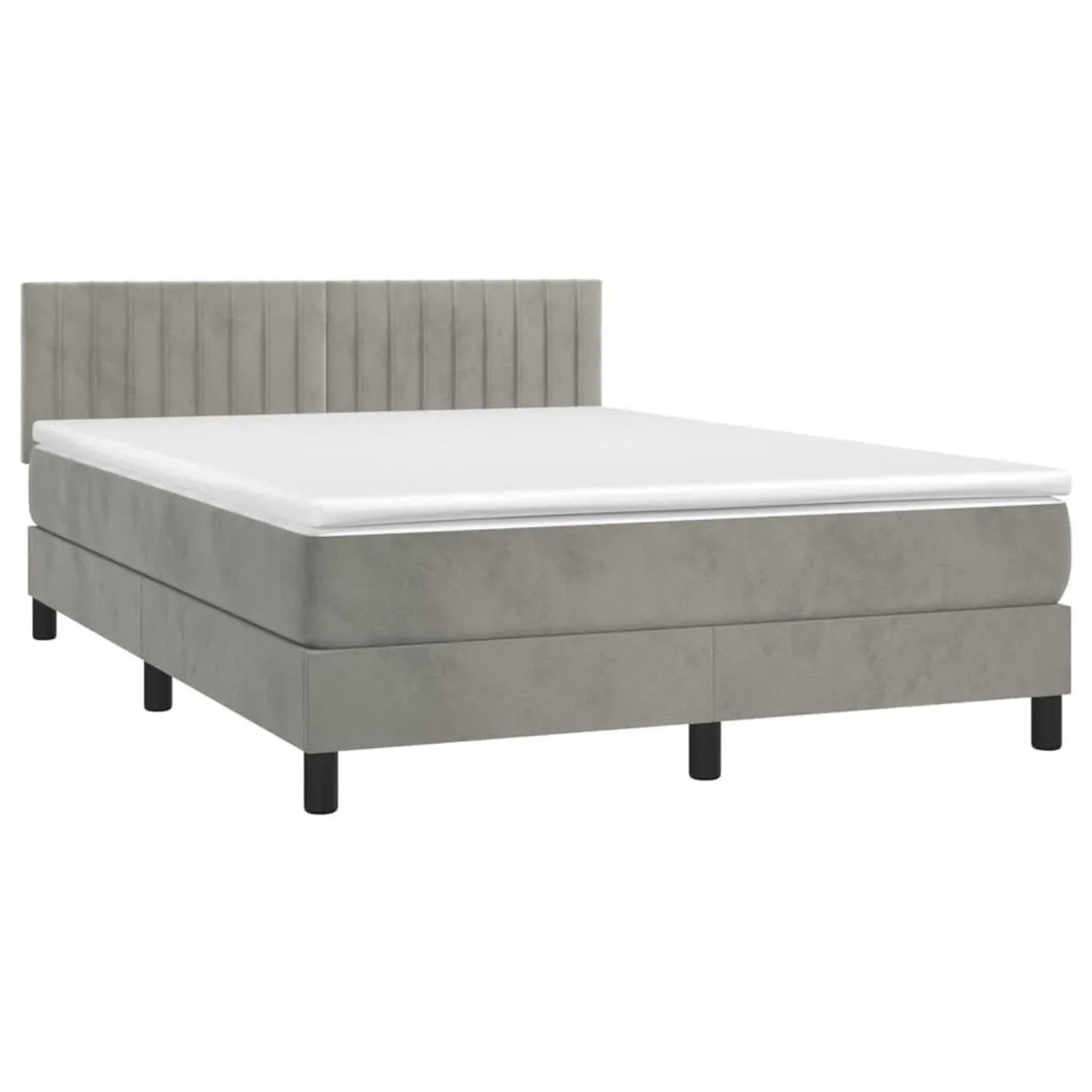 vidaXL Boxspringbett mit Matratze & LED Hellgrau 140x200 cm Samt 3134525 günstig online kaufen