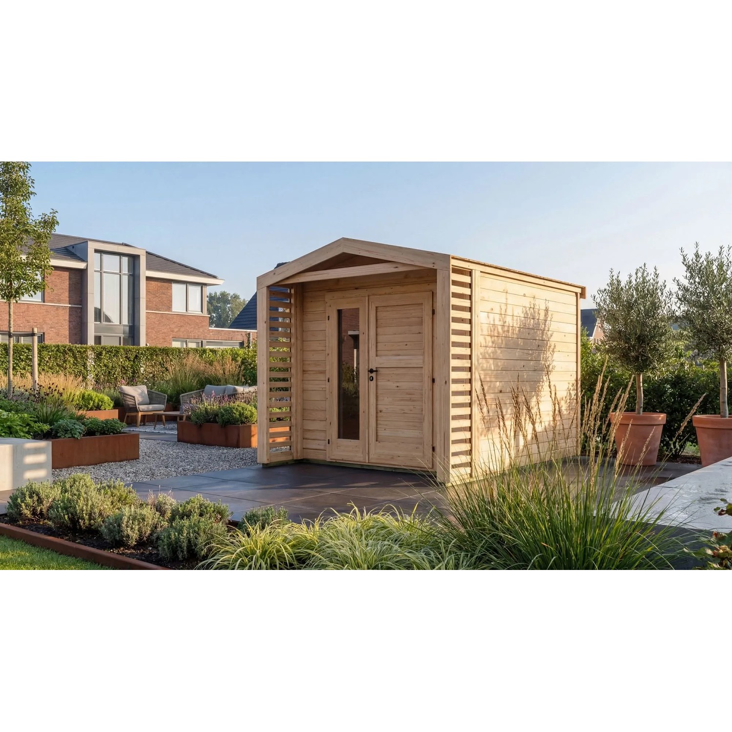 Weka Holz-Gartenhaus Killarney Satteldach Natur Unbehandelt 261 cm x 313 cm