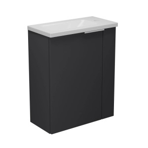 Badmobil Badmöbel-Set Sanna, 50cm, Anthrazit mit Mineralgussbecken für Gäste-WC.