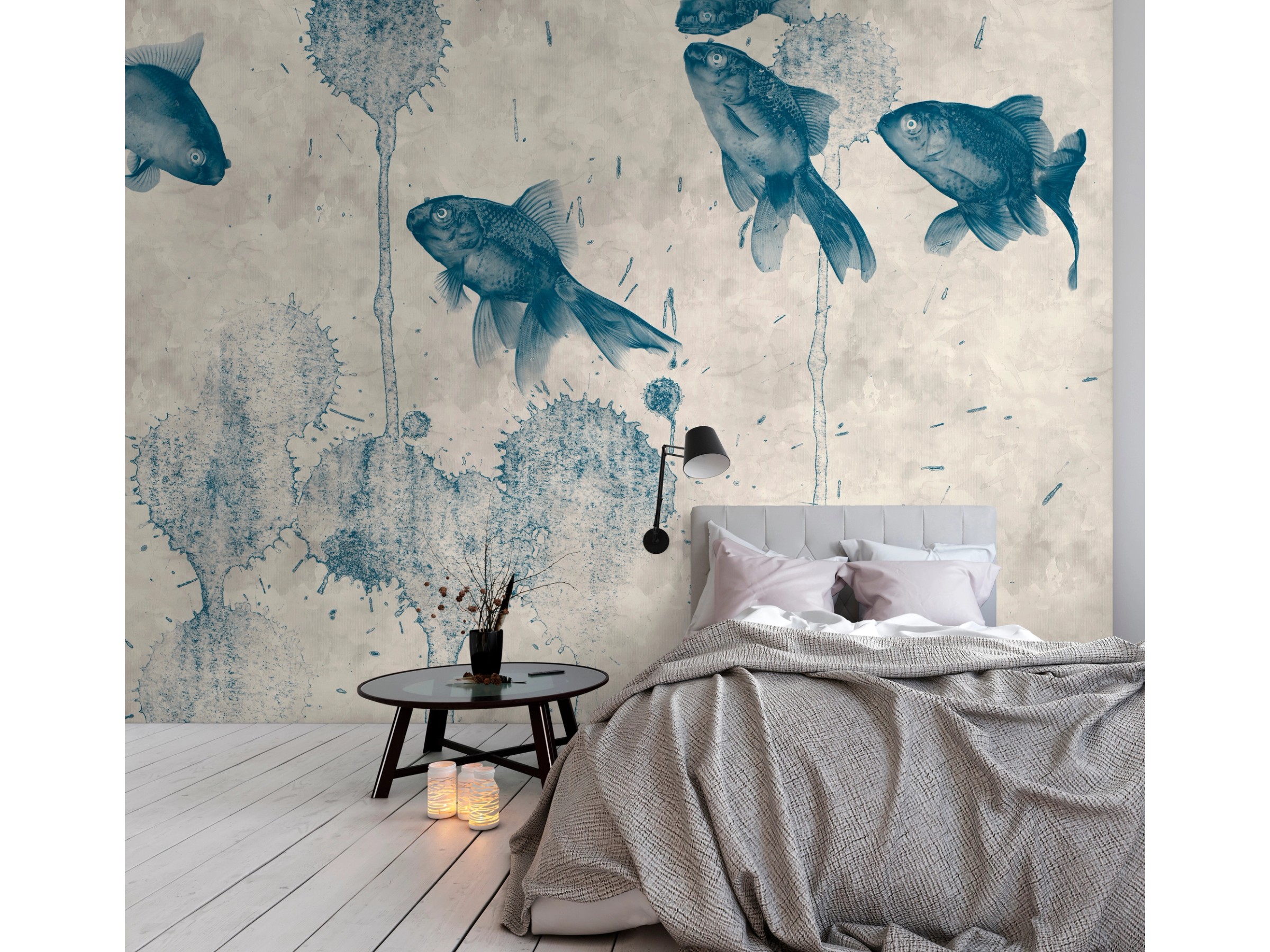 Fototapete Fische Teich Grau Blau 4,00 m x 2,70 m FSC® kaufen bei OBI, حجم الصورة 2400x1800
