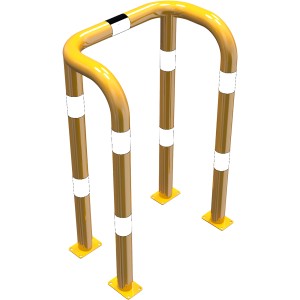 Schake Rammschutzbügel, gelb-schwarz, zum Aufdübeln, 750x1150 mm, Anfahrschutz für Baugeräte.