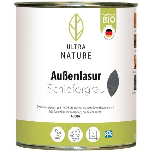 Dose Ultra Nature BIO Außenlasur Schiefergrau 0,75l für Holzschutz im Außenbereich.