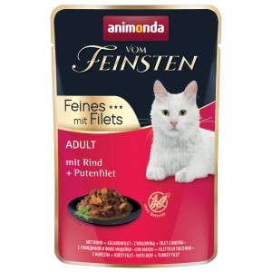 Animonda Katzen-Nassfutter vom Feinsten mit Rind und Pute, 85g Portionsbeutel.