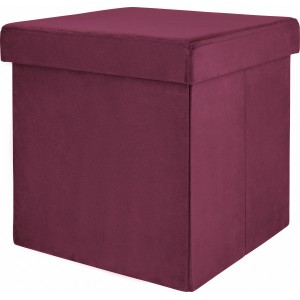 Magenta Falt-Hocker Dark Wonder, 38x38x38 cm, aus Samt mit Stauraum. Ideal als Sitzhocker.