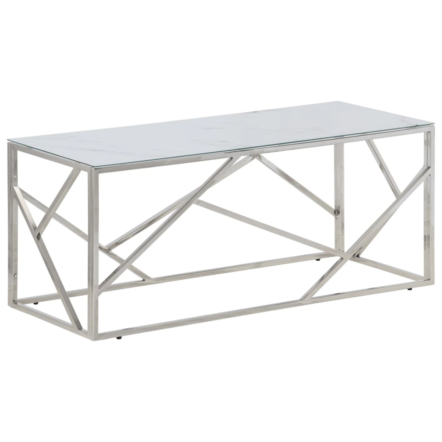 vidaXL Couchtisch Silbern Edelstahl und Hartglas günstig online kaufen