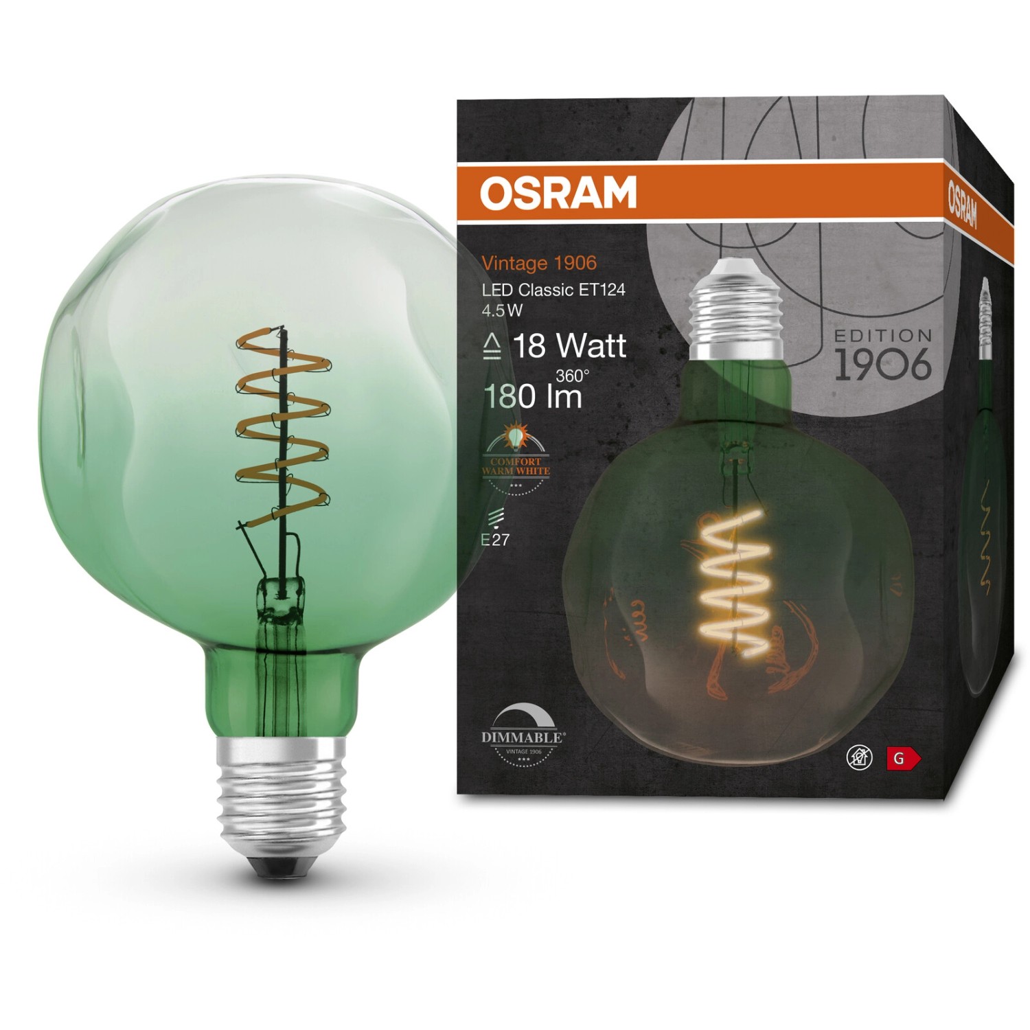 Osram LED-Leuchtmittel E27 4,5 W Extrawarm 180 lm EEK: G 17,6 x 12,5 cm ...