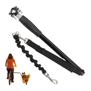 Relaxdays Fahrradleine für Hunde Stahl Kunststoff Schwarz Abstandshalter Rutschfest Flexibel 3 x 5,5 x 107 cm 0,6 kg