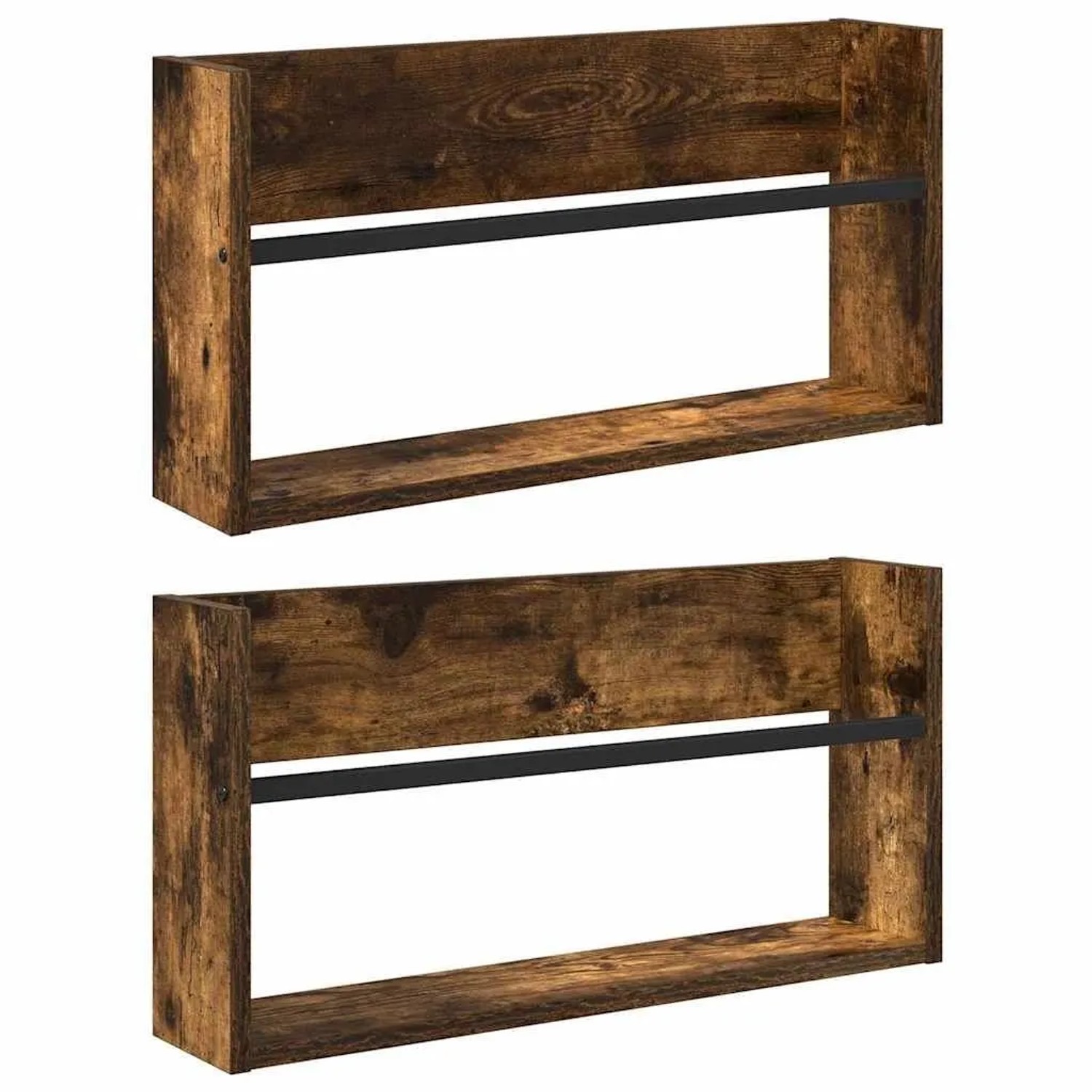 vidaXL Magazinregal mit Regal 2 Stk Geräucherte Eiche 60 x 12 x 30 cm 890797