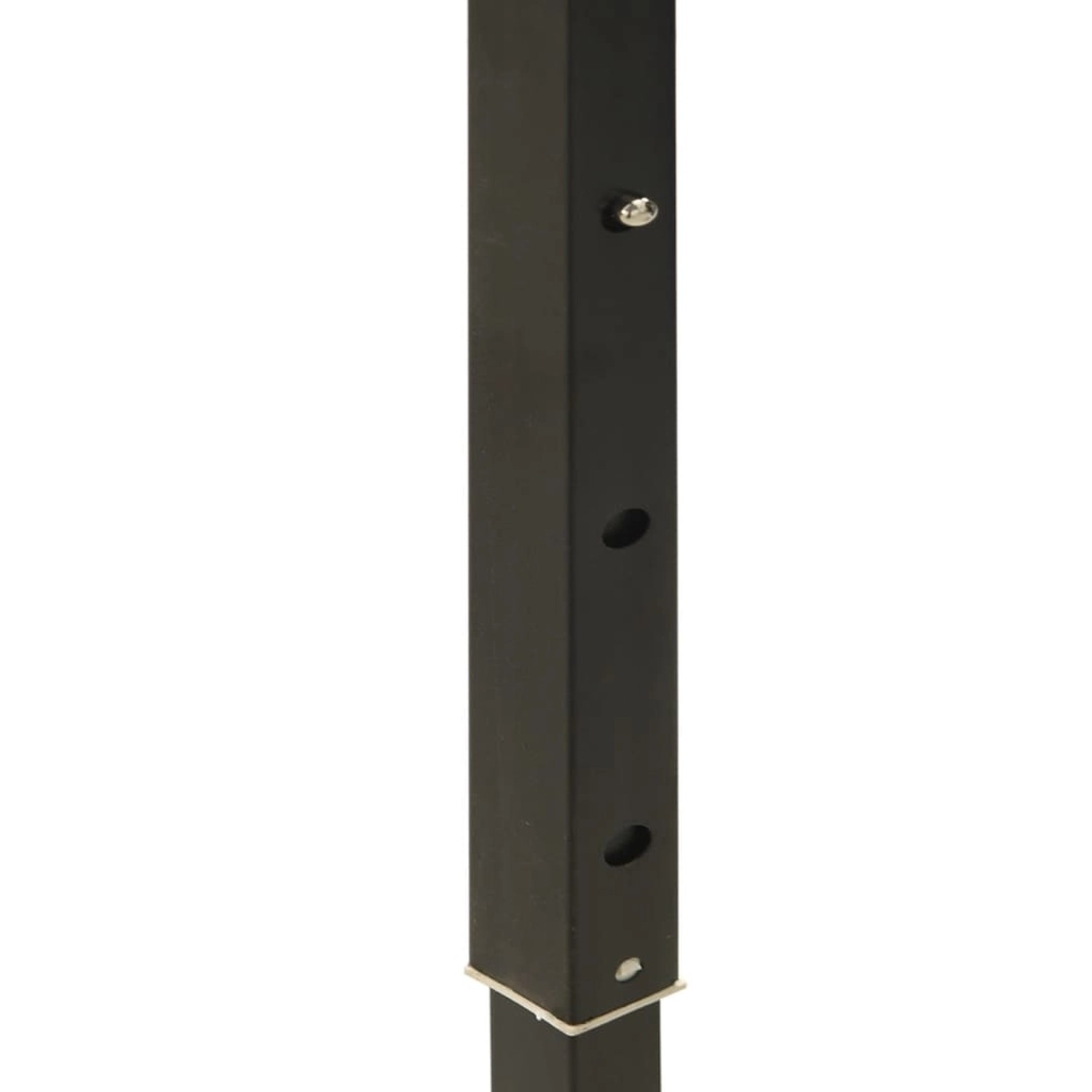 Detailaufnahme vom Stahlrahmen des faltbaren Partyzelts in Taupe, Höhenverstellung sichtbar.