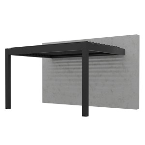 Graue Gardengate Anbaupergola Apolo aus Aluminium mit Lamellendach, 300x400 cm.