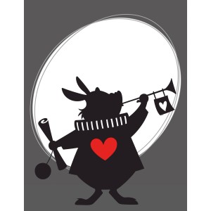 Komar Wandbild Alice Rabbit, 50x70 cm, mit Hasen-Silhouette und Herz, für Kinderzimmer.