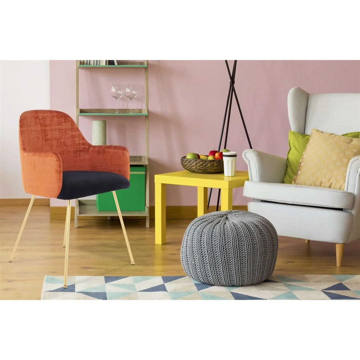 MeGusta Moderner Stuhl Orange Polsterstuhl Esszimmerstuhl mit  