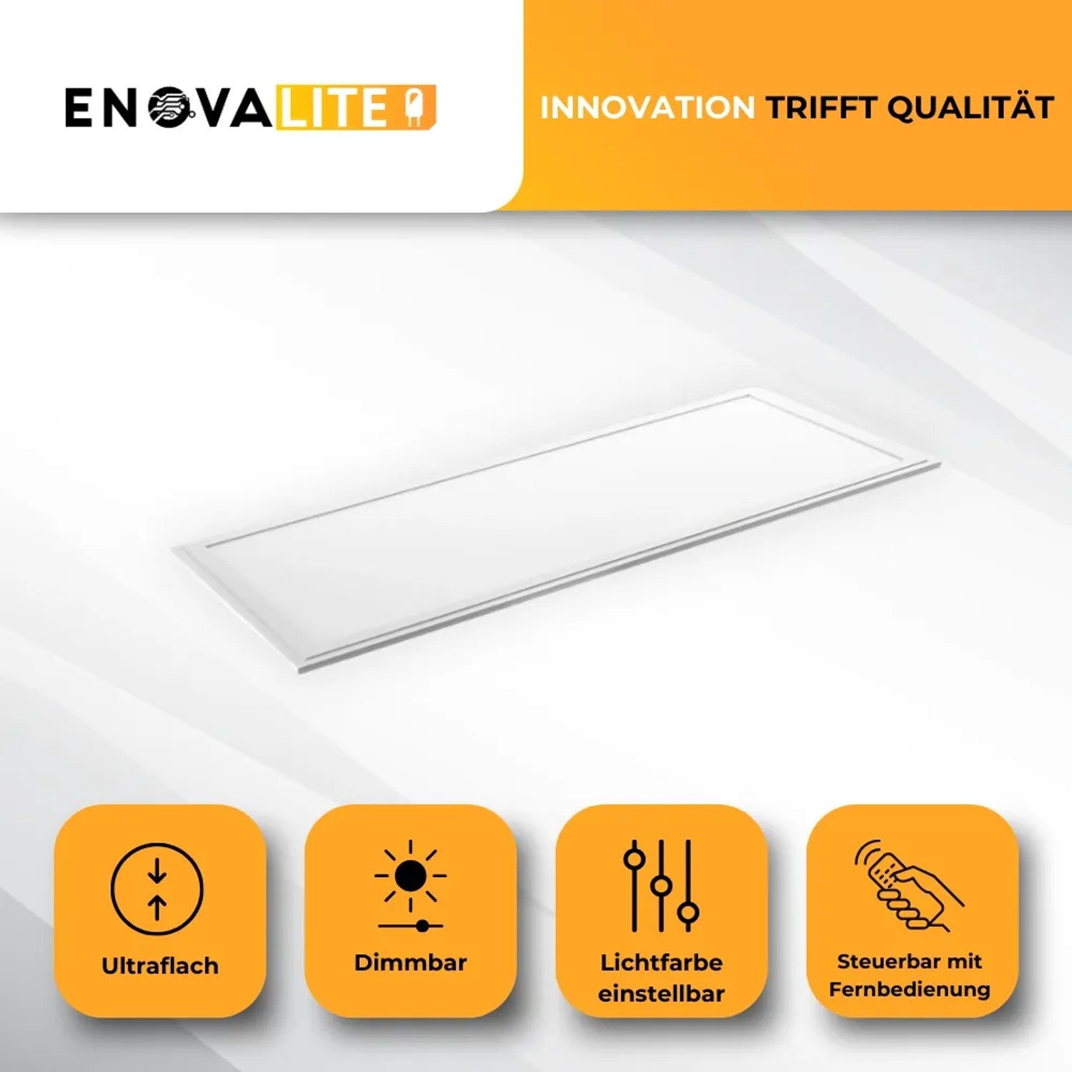 ENOVALITE LED-Panel 36W, dimmbare Deckenleuchte mit Fernbedienung, 120x30cm.