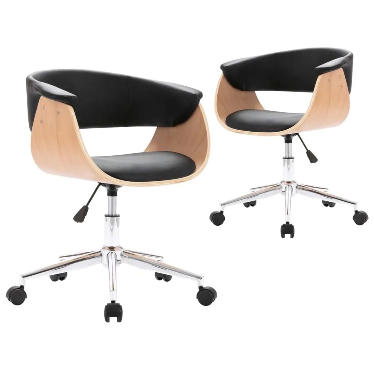 vidaXL Esszimmerstühle 2 Stk Drehbar Schwarz Kunstleder 3054881