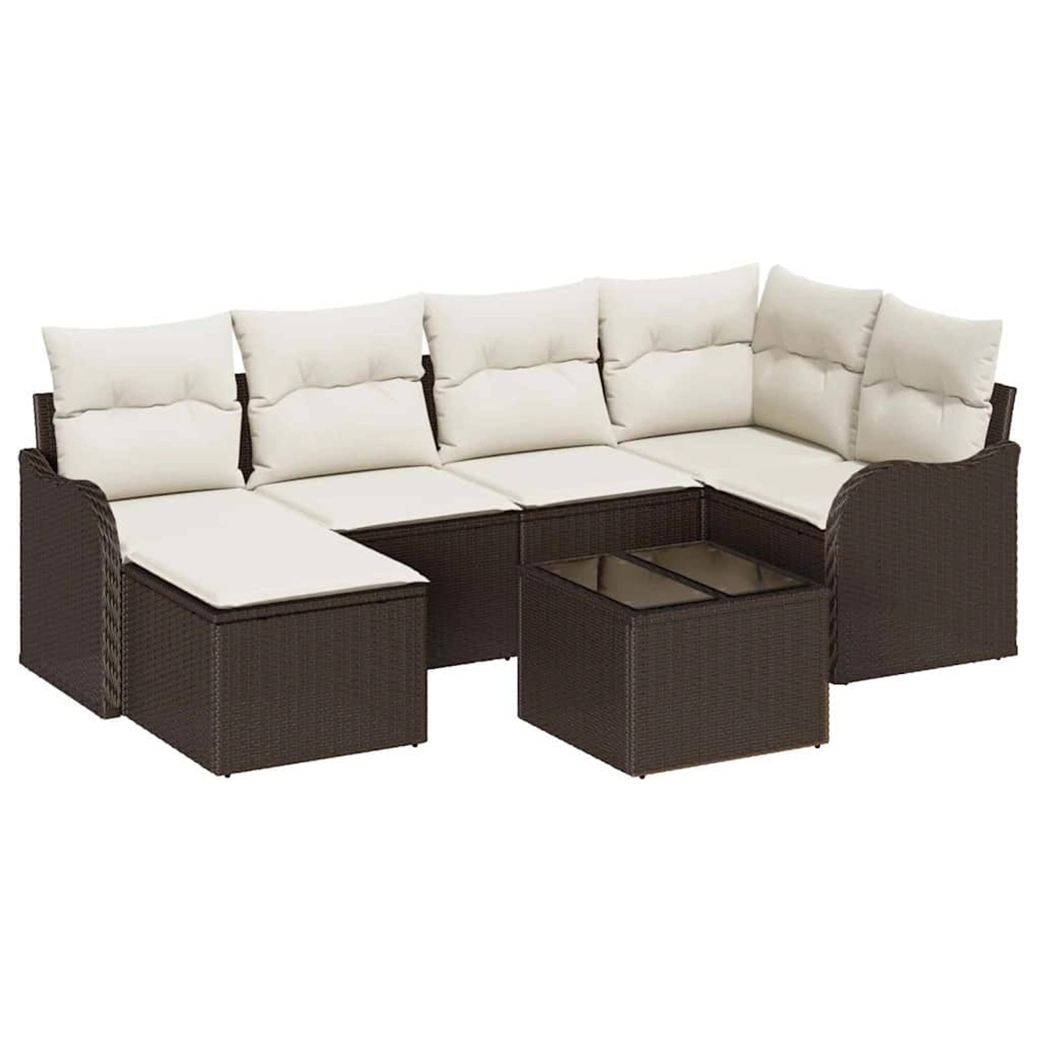 vidaXL Garten-Sofa-Set mit Kissen 7-Tlg Braun Poly Rattan 3345778 günstig online kaufen