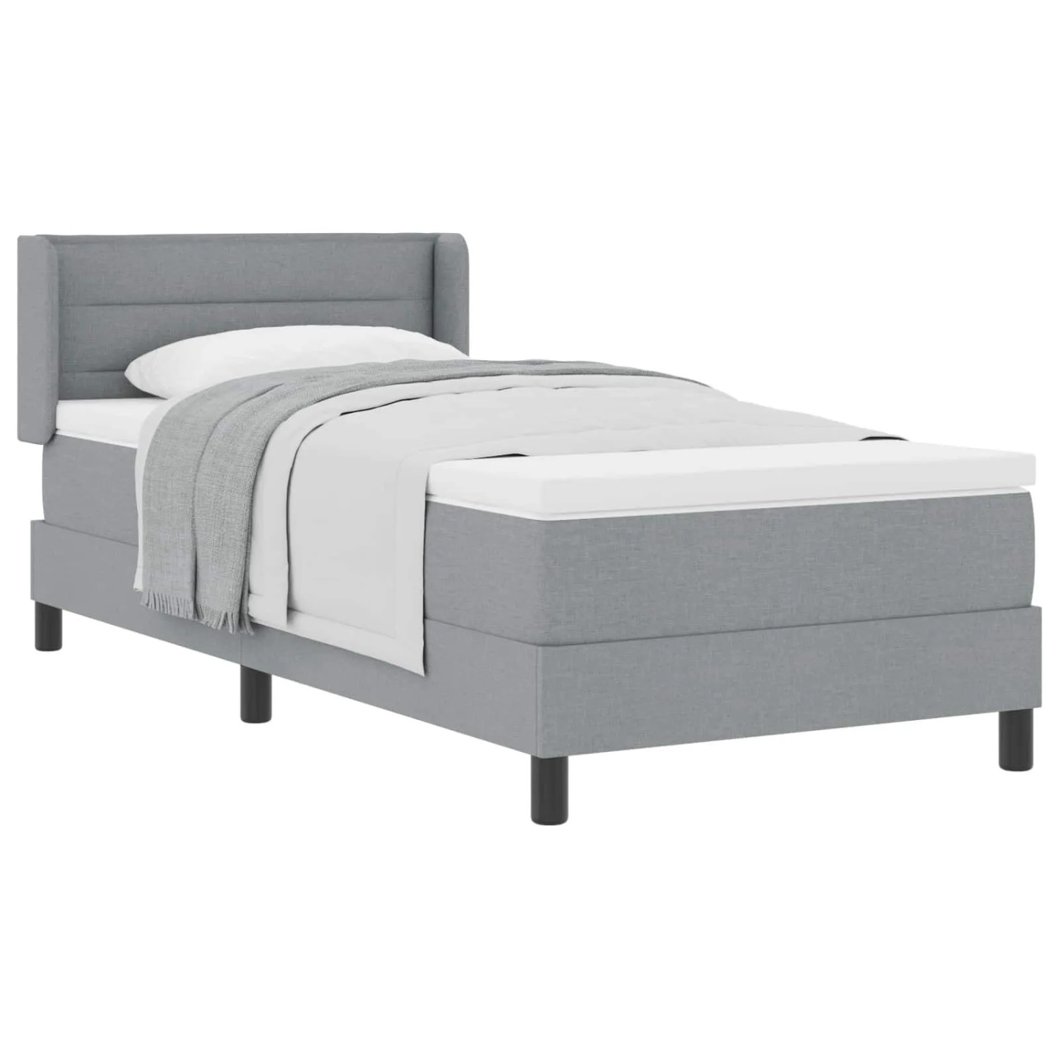 vidaXL Boxspringbett mit Matratze Hellgrau 200 x 80 cm Polyester 3341006 günstig online kaufen