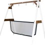 Axi 4-in-1 SportsFun Schaukel mit Netz für Fußball, Tennis, Volleyball. Weißes Gestell mit braunen Akzenten.
