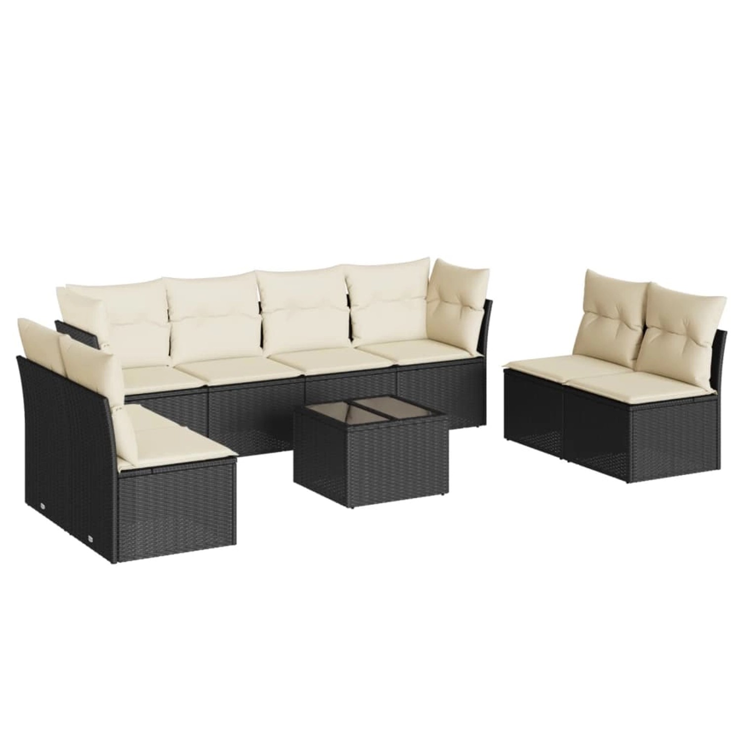 vidaXL 9-tlg Garten-Sofagarnitur mit Kissen Schwarz Poly Rattan Modell 44 günstig online kaufen