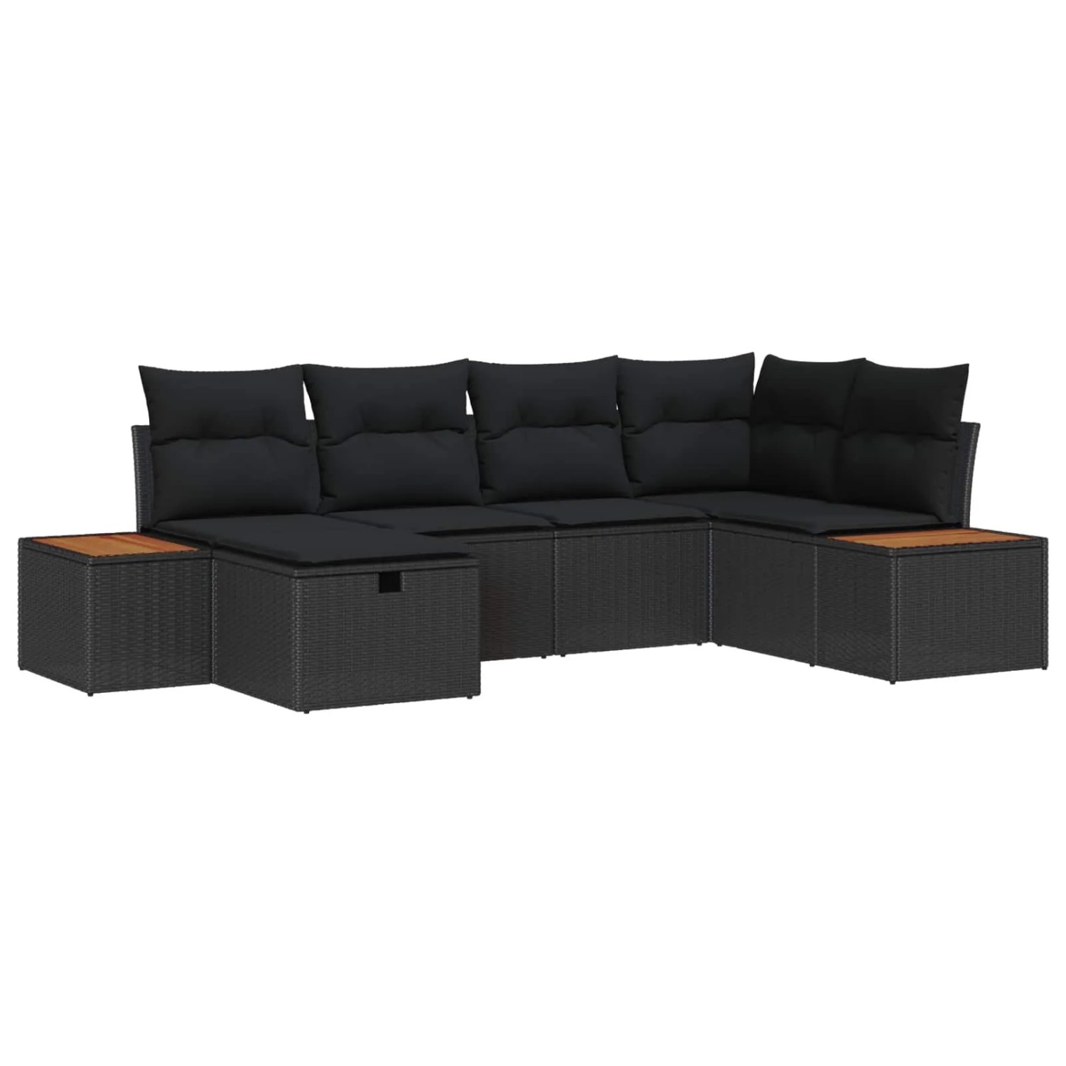 vidaXL Gartensofa-Set mit Kissen mit Speicher Schwarz Poly-Rattan 3360962 günstig online kaufen