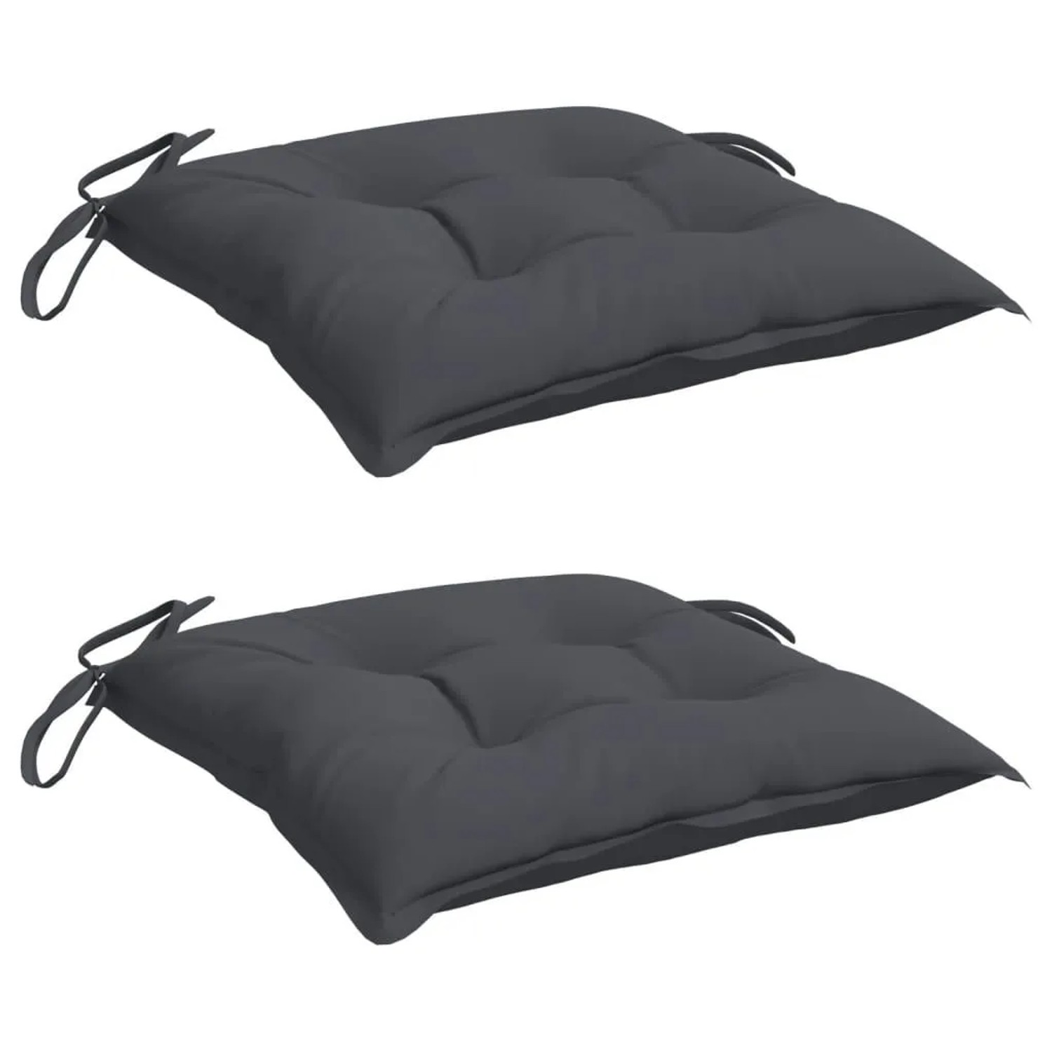 2er Set vidaXL Stuhlkissen, anthrazit, 50x50cm, Oxford-Gewebe mit Bindebändern.