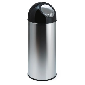 PROREGAL Abfallbehälter aus Edelstahl mit Pushdeckel, 55 Liter.