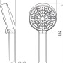 Technische Zeichnung: Ideal Standard Handbrause, 2 Funktionen, Chrom, mit Maßangaben.