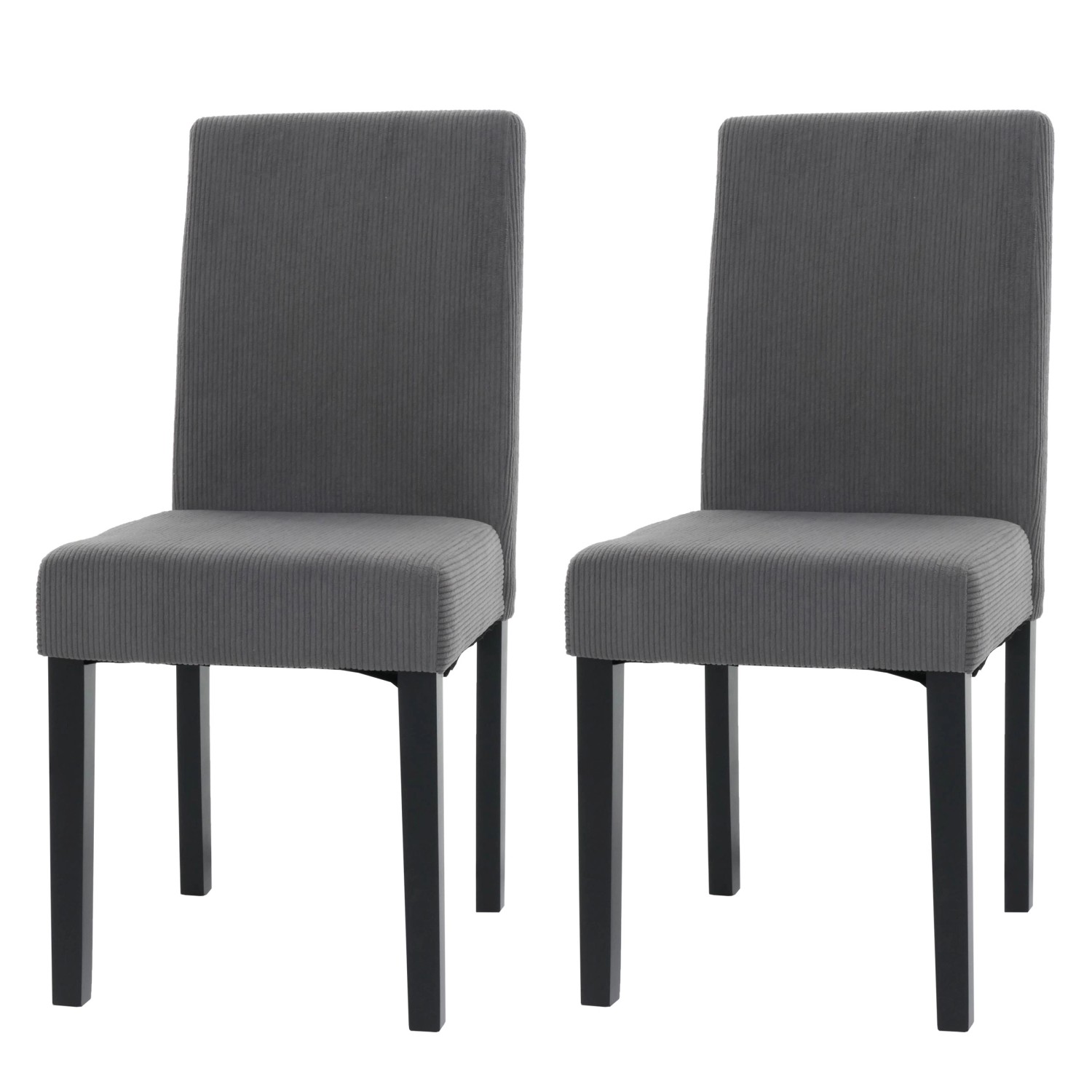 MCW Esszimmerstuhl Littau Cord 2er-Set Dunkelgrau Dunkle Beine günstig online kaufen
