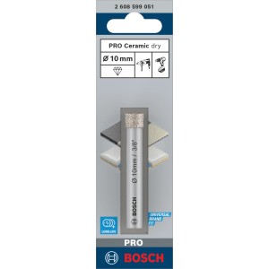 Bosch Diamantbohrer 10mm für Keramikfliesen, Trockenbohrer in Verpackung. Für Bohrmaschine und Schrauber.