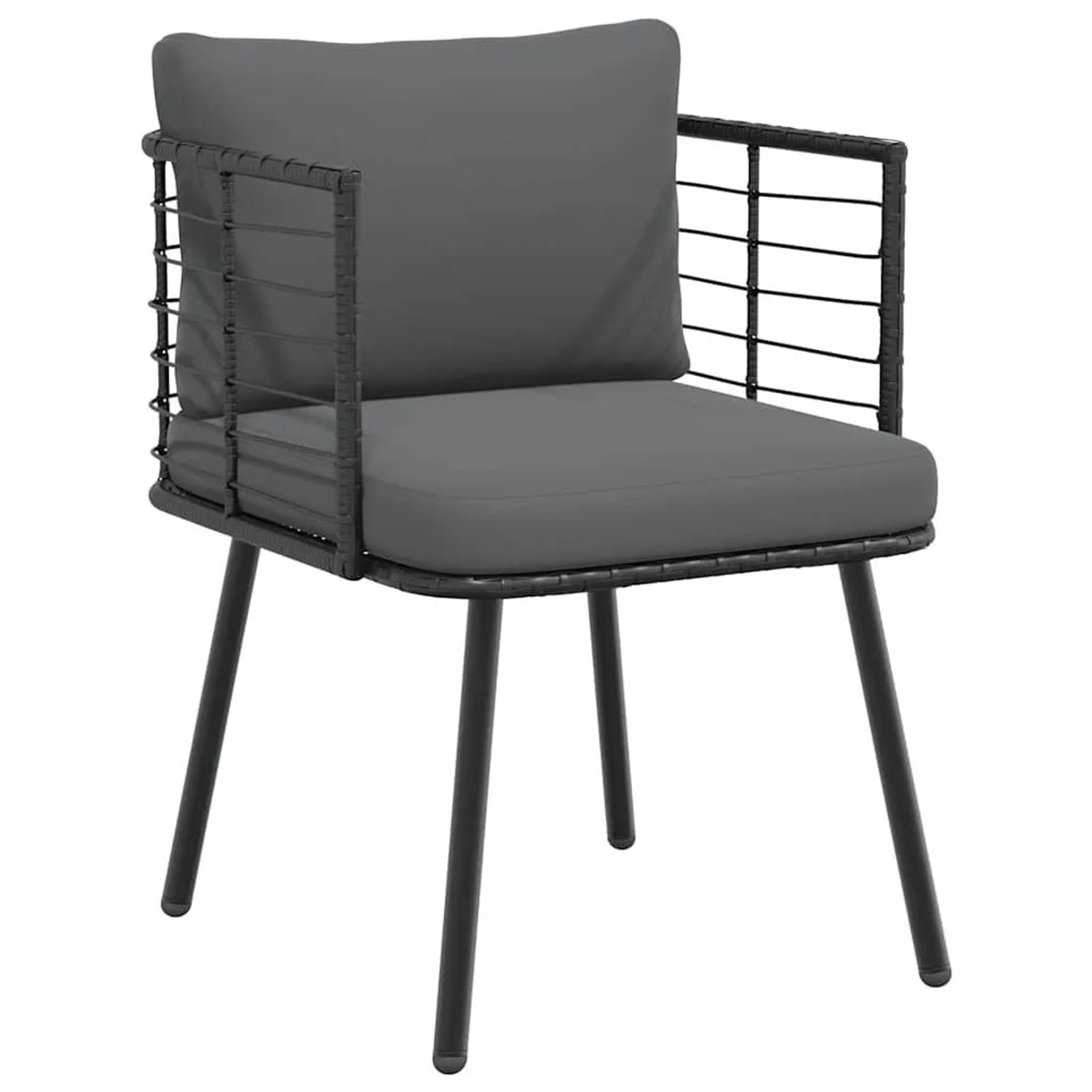 Furnicato Gartensessel Mit Kissen Schwarz Poly Rattan