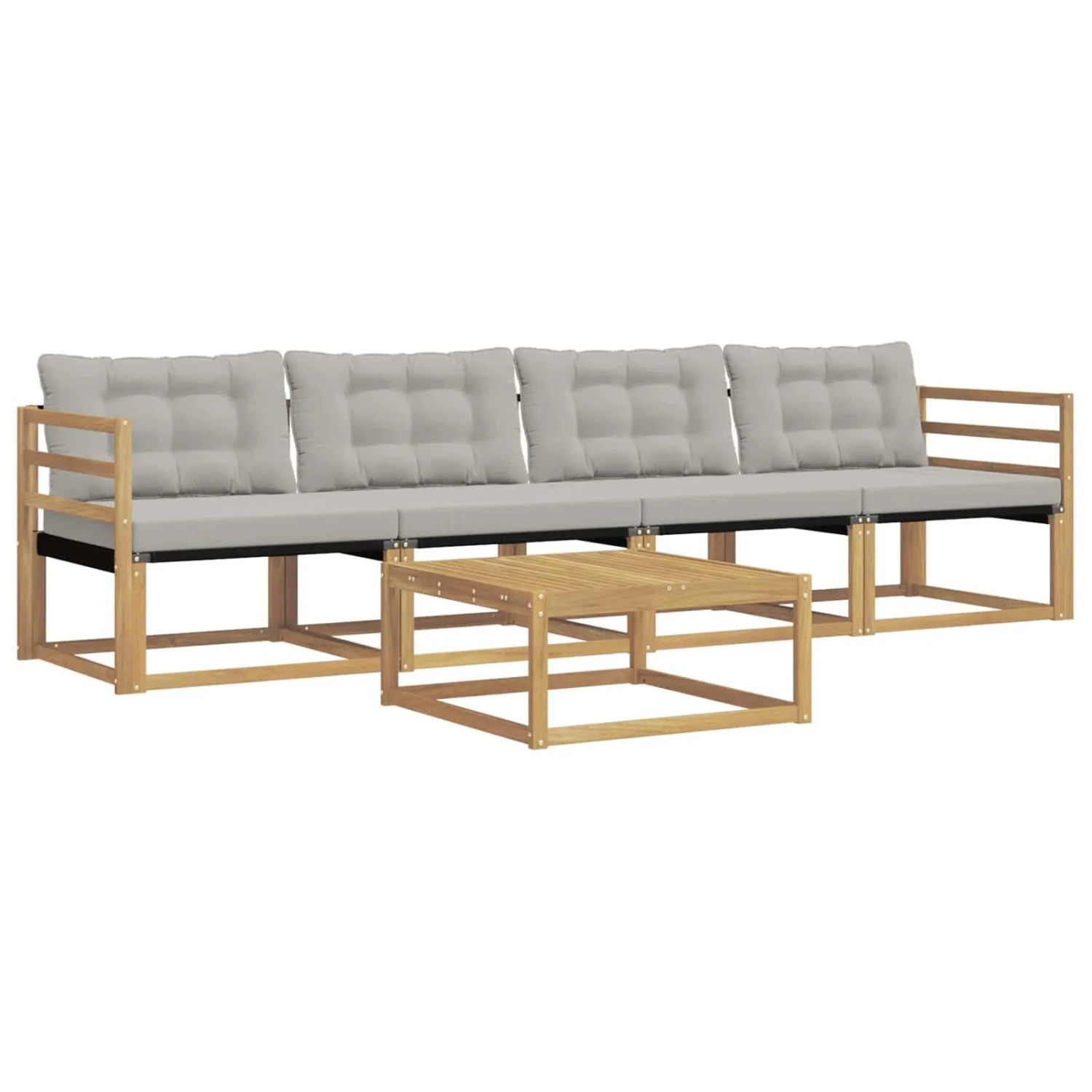 vidaXL Outdoor-Sofagarnitur 5 Stk Weiß und Hellgrau 79 x 79 x 37 cm 3388385