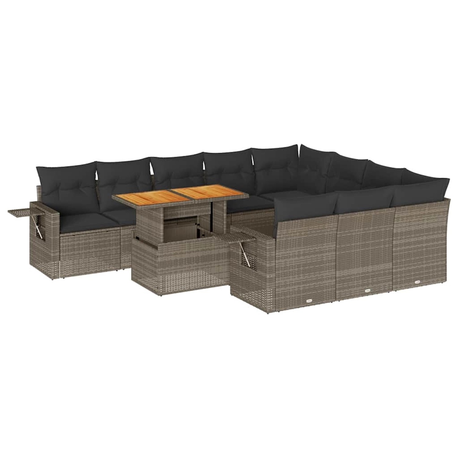 vidaXL 11-Tlg Garten-Sofagarnitur mit Kissen Grau Poly Rattan 3327203 günstig online kaufen